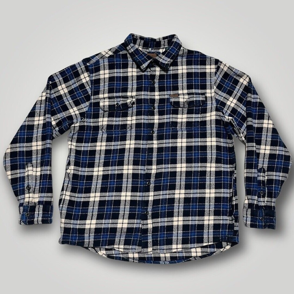 Orvis Heavy Plaid Long Sleeve Flannel Shirt Jacket Shacket Men's Size Large